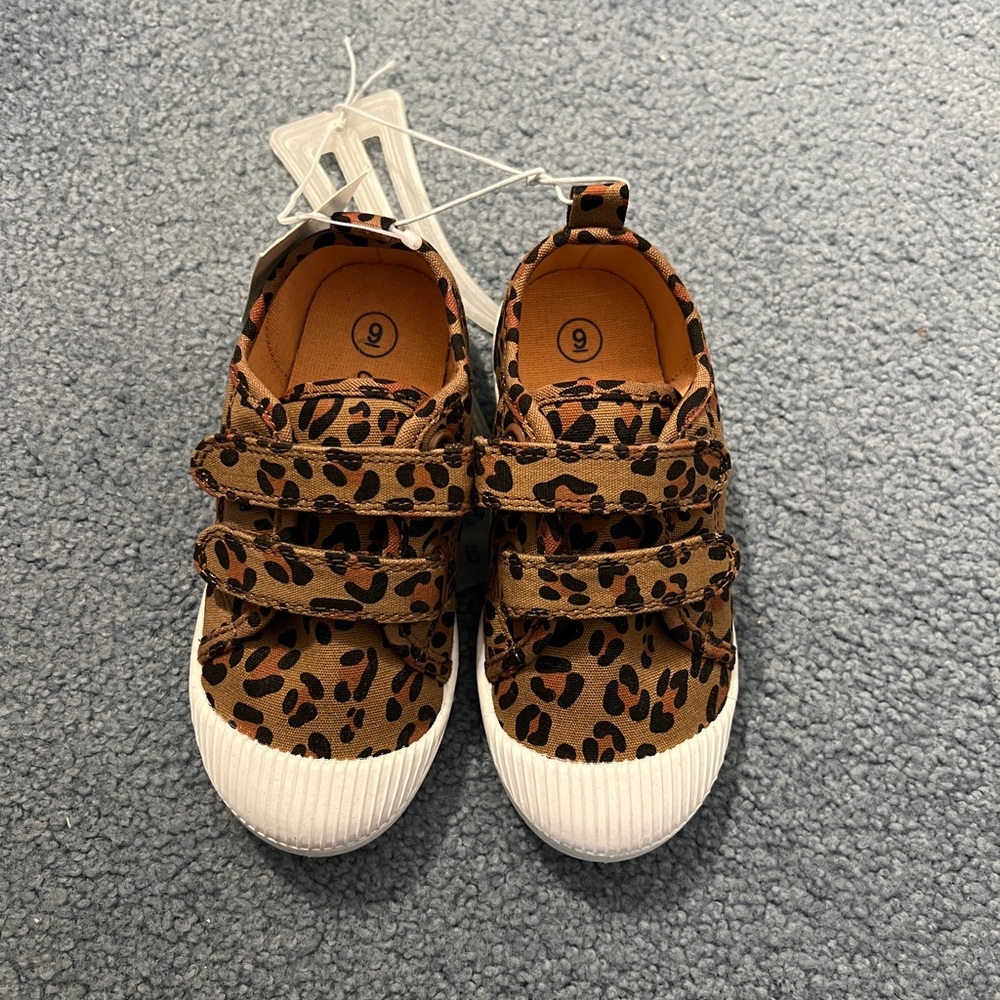 Cat & Jack Leopard Print Velcro Shoes. Size 9